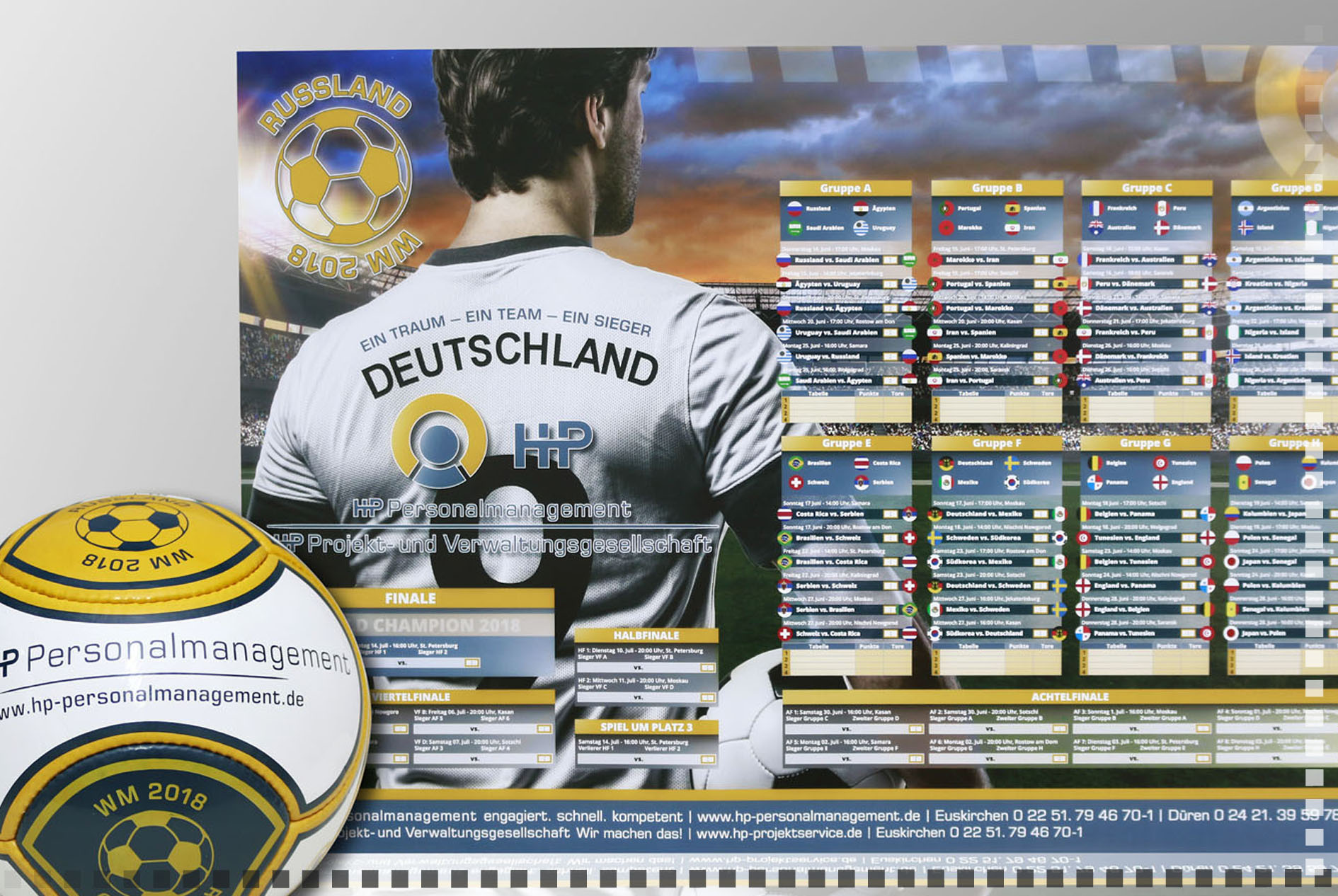 Werbemittelgestaltung WM 2018 Werbeball und Spielplan - Bild