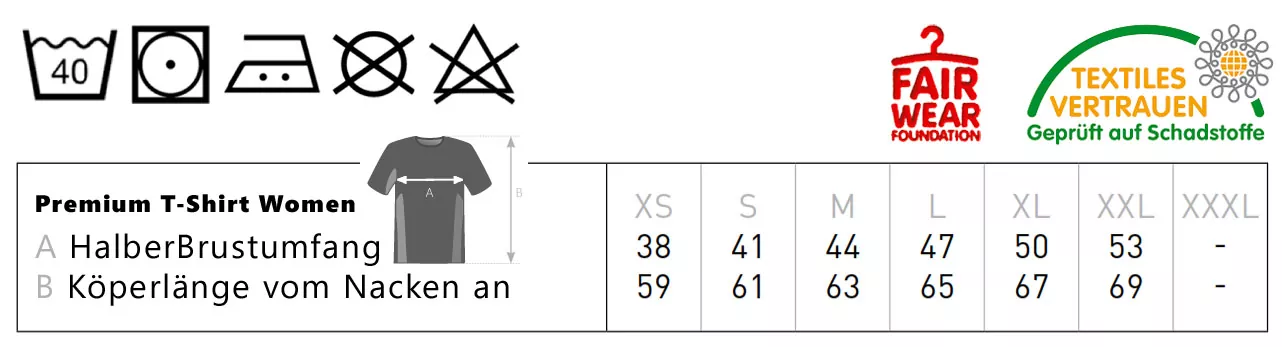 Maßangaben Premium-T-Shirts Women-Frauen - Bild
