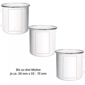 Emaille-Becher bedrucken personalisieren bis 3 Motive - Bild