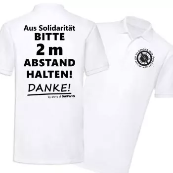 Coronavirus Poloshirt - Aus Solidarität 2 Meter Abstand - weiß - Bild