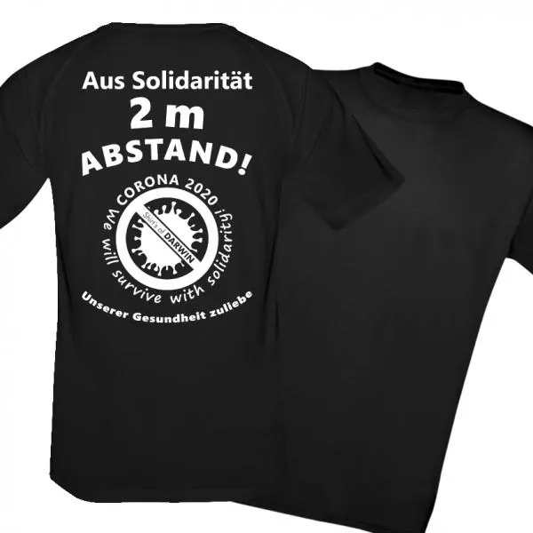 Coronavirus T-Shirt 2 Meter Abstand halten nur Rückenmotiv