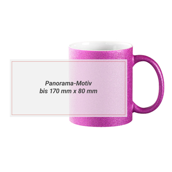 Glitzer- Sparkle-Tasse Becher mit Motiv bedrucken Panoramatasse Standskizze - Bild